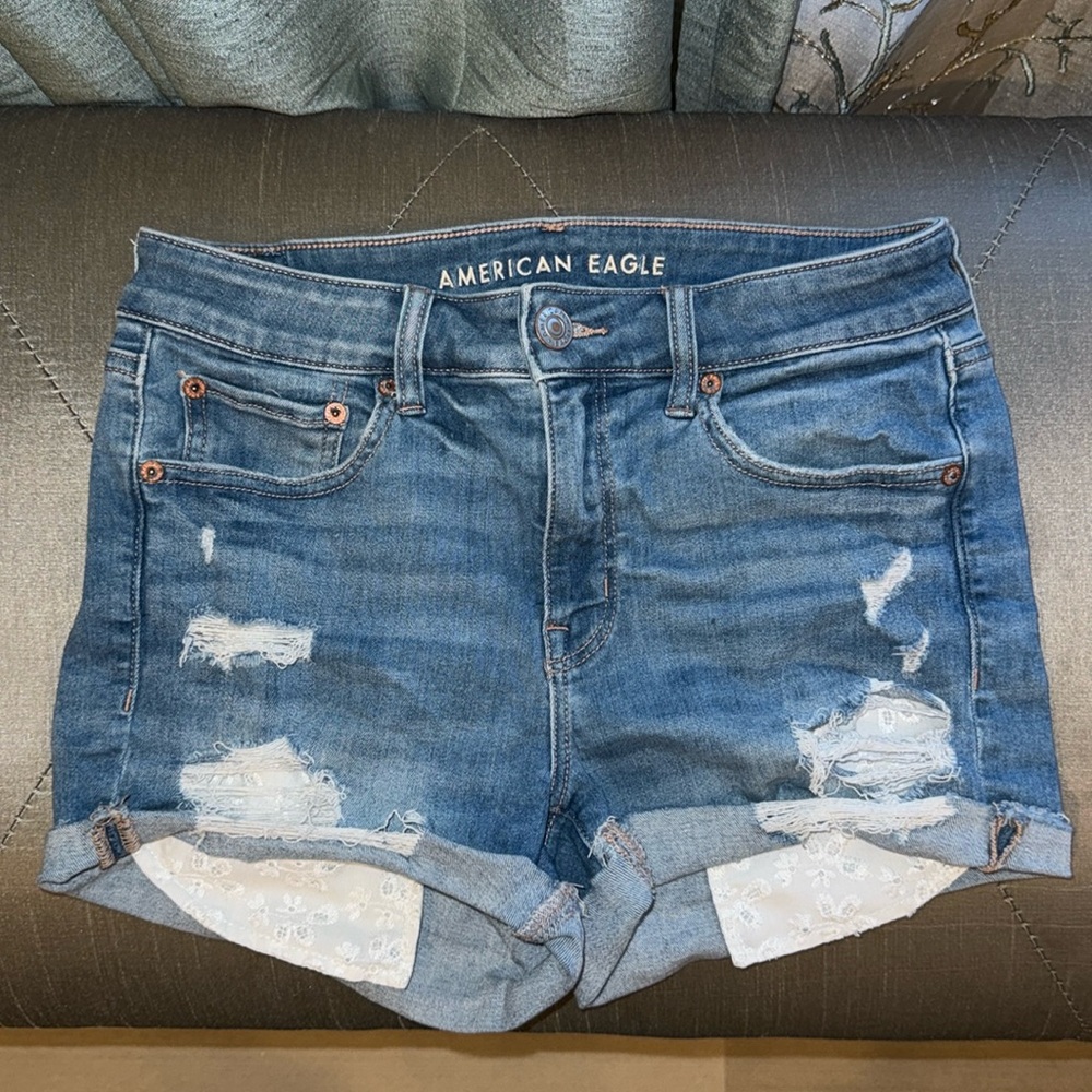 AE Light Wash Jean Shorts